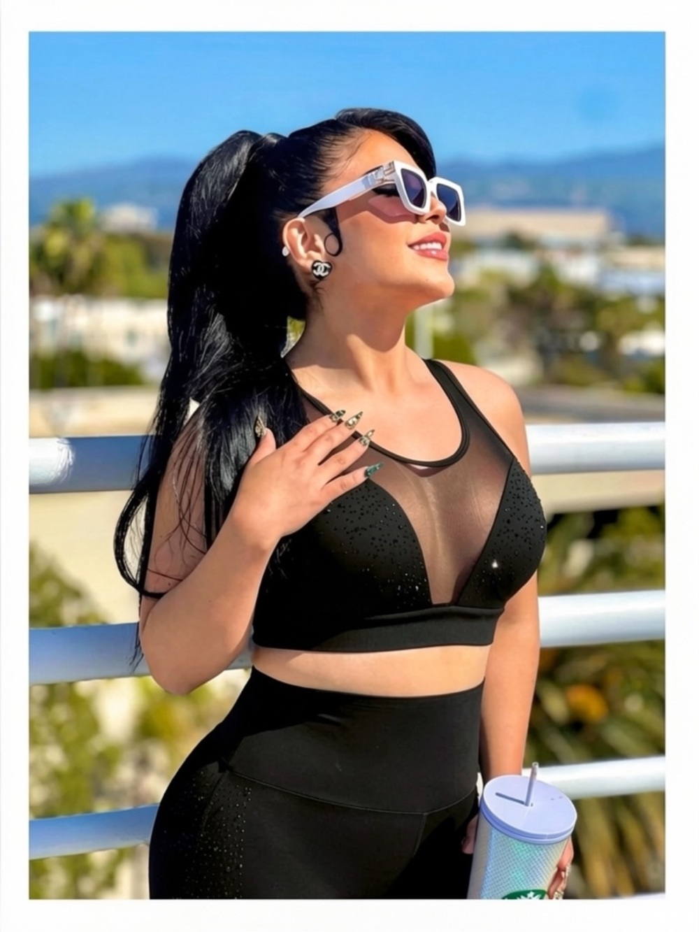 LuxeLady Fit ✵ Luxeit Diamond ™ Caviar Mesh High Support Sports Bra ✵ Black XXL
